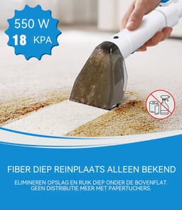Tapijtreiniger - Bekledingreiniger - 18 kPa Zuigkracht - 550 W Waszuiger - 1,2 L Dubbele Tank - Voor Bank Auto Tapijt Matras - Blauw Wit — thumbnail 5