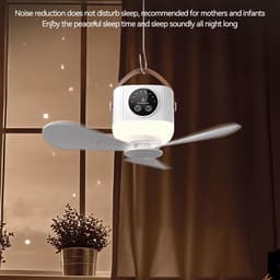 KZQ Draagbare tentventilator plafondventilator 4 snelheden stil dimbaar LED licht afstandsbediening met timer voor camping tent RV — thumbnail 4