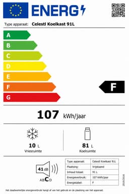 Celestul Koelkast - 91L - Tafelmodel - IJskast - Frigo - Vrijstaand - Zwart — thumbnail 2