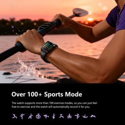 Blackview W10 Pro Smartwatch Heren - Sporthorloge Dames & Heren - Sporthorloge Dames & Heren - Stappenteller Horloge - Hartslagmeter - Slaapmonitor - Saturatiemeter – Belfunctie - Compatibel met Android iOS - Zwart — thumbnail 2