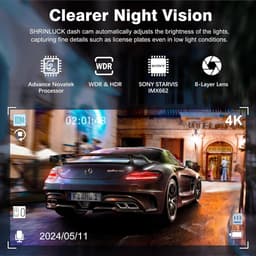 3 Kanaals Dashcam - Autocamera Rijrecorder - Veilig Rijden - 4K Nachtzicht - 64GB Inclusief - Zilver — thumbnail 3