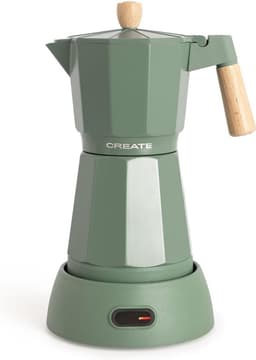 Elektrisch Koffiezetapparaat - Percolator Moka - Verse Koffie Maken - Warmteopslag Aluminium - 300 ml 6 Kopjes - Saliegroen — thumbnail 1
