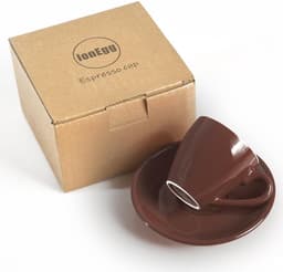 Espresso Kopje - Koffiekopje met schotel - Koffie Genieten - Pro-Grade porselein - 80 ml - Bruin — thumbnail 3