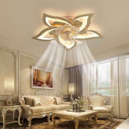 Equivera Plafonniere met Ventilator - Goud - Plafondventilator - Plafondventilator Met Afstandsbediening & APP - Plafondventilator Slaapkamer - Plafond Ventilator met Verlichting - Plafondlamp - Plafonniere - Ideaal voor in uw slaapkamer! — thumbnail 2