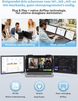 Wireless Portable Monitor Double - 14 inch - Draagbare Monitor FHD 1080P - Scherm voor Laptop - Windows/Mac/Phone/Games - Scherm uitrbeider Laptop — thumbnail 4
