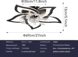 Equivera Plafonniere met Ventilator - Plafondventilator - Plafondventilator Afstandsbediening - Plafondventilator Slaapkamer - Plafond Ventilator met Verlichting - Plafondlamp - Plafonniere - Ideaal voor in uw slaapkamer! — thumbnail 5