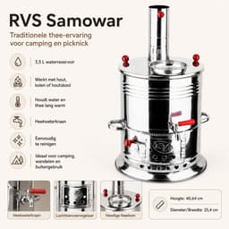15-delige Picknickset – Barbecue Set met Samowar, Opvouwbare BBQ, Grillrooster, Theeketel en Accessoires — thumbnail 4