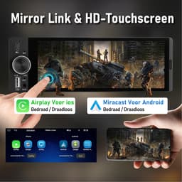 Hexinex - 1DIN Carplay Autoradio - 6.36 inch scherm - met Draadloze Carplay Android Auto - USB/USB-C - Achteruitrijcamera — thumbnail 4