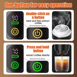 Lordani Draagbaar Koffieapparaat voor Onderweg | Inclusief Tas | 60ml | 12 Volt | Espresso | Nespresso | Dolce Gusto | Capsule Koffie | Gemalen Koffie | Cups | Oplaadbaar | Draagbare Koffiemachine | Grijs | Digitaal — thumbnail 2
