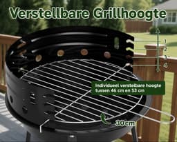 Homelux Draagbare houtskoolgrill - Met windscherm - BBQ - Hoogte verstelbare - Driepoot campinggrill voor tuin - Balkon en buitengebruik — thumbnail 3