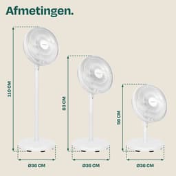 VONROC Vloerventilator - 3 snelheden – incl. afstandsbediening - timer - verstelbaar in 3 hoogtes - wit — thumbnail 3