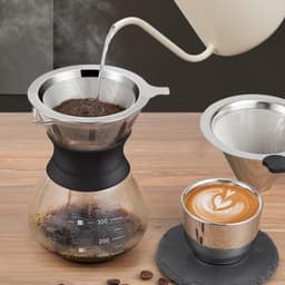 HEZIVO® Koffiezetapparaat Filterkoffie - Koffiemachine Handmatig - RVS Filter - 400 ml — thumbnail 4