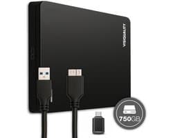 VisiQuality High-Speed Externe Harde Schijf 750 GB - Draagbare Harde Schijf USB 3.0 - Voor Windows & Mac - Geschikt voor Gameconsoles - Compact - Met handleiding - Zwart