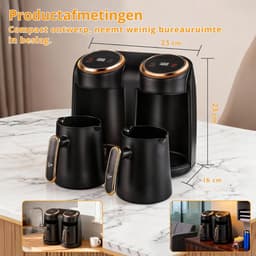 SNJY® Turkse Koffiezetapparaat - Turkse Koffie - Turkse Theepot Elektrische - Dubbele Pot - 600 W - Zwart — thumbnail 5