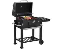 Houtskool barbecue - Grilloppervlak 28x41.7 - met verstelbaar kolenrek - gietijzeren rooster - zwart