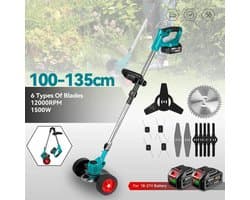 Lilac & Lily Elektrische Grasmaaier - Grastrimmer - 1500W - Krachtig & Veelzijdig - Verstelbaar - Inklapbaar - 3 Soorten Messen