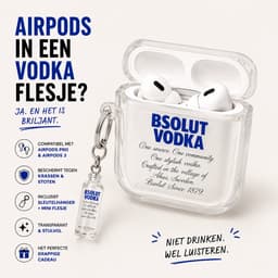 Transparante AirPods Case met Vodka Fles Design - Grappig Doorzichtig Hoesje voor AirPods 4 - Inclusief Sleutelhanger Charm - Novelty Cadeau voor Mannen en Vrouwen Festival — thumbnail 2