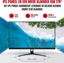 AHD® Gaming Monitor 240hz - Gaming Monitor - Zwart - ‎‎70cm x 45cm x 70cm — thumbnail 4