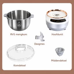 Jensaro Deegkneedmachine 7L - Elektrische Deegmixer Met Fermentatie/Rijsfunctie - RVS Mengkom - Voor Brood, Pizza Of Koekjes — thumbnail 4