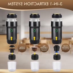 Draagbare Mini Espressomaker voor Auto - Geschikt voor Koffiecapsules en Koffiepoeder - Snelle Verhitting en Ideaal voor Buitengebruik — thumbnail 2