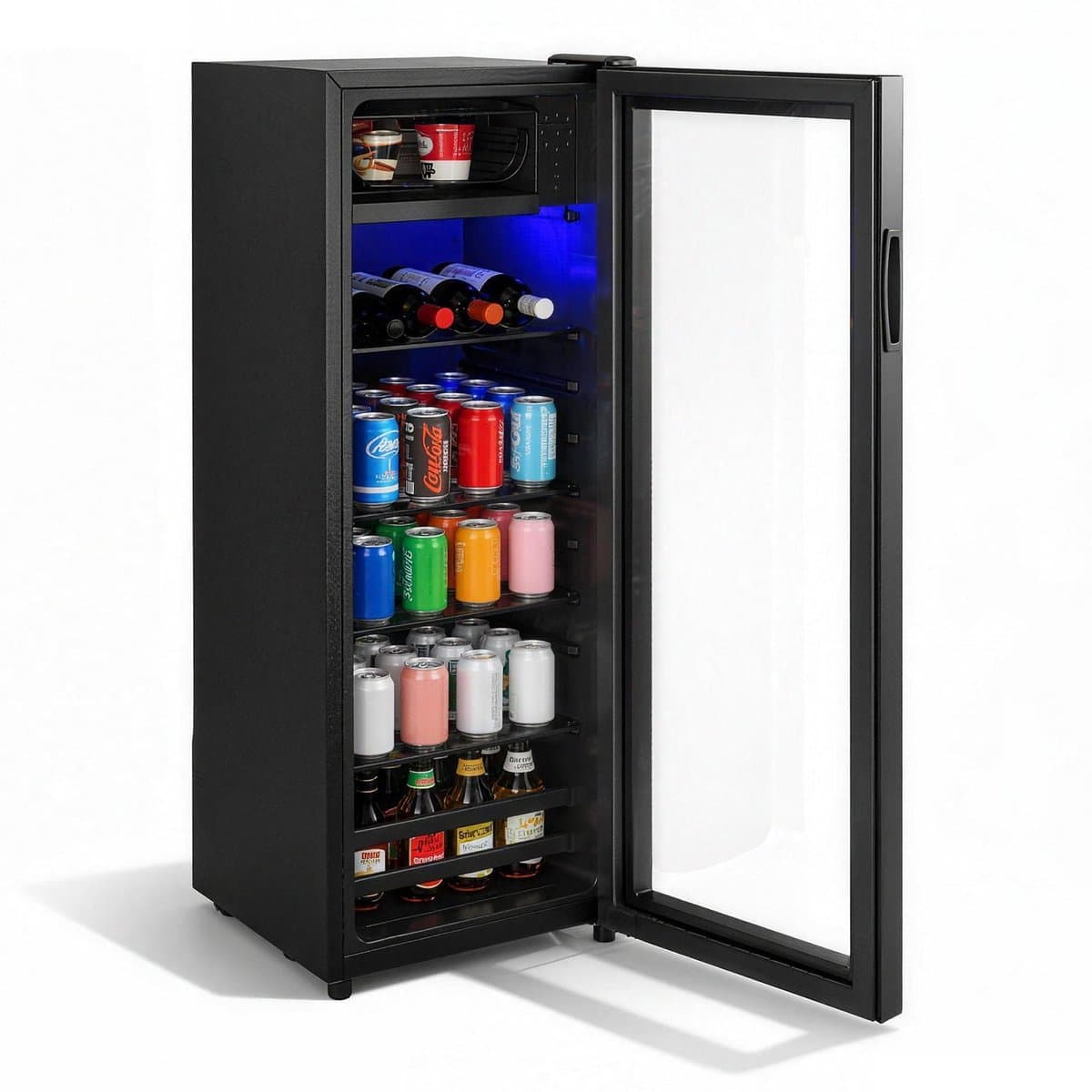 Mini koelkast - Drankenkoelkast - Met vriesvak - Compressor koelsysteem - 128L capaciteit - Voor kantoor en slaapkamer - 40x43,5x110,8cm - Zwart — afbeelding 1