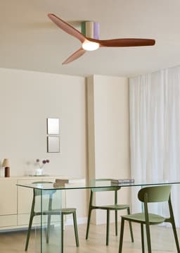 CREATE - Stille plafondventilator 100% hout 40W (Ø132cm) - Met licht LED - Afstandsbediening - 6 snelheden - Programmeerbaar - WIND CALM CUSTOM WOVEN — thumbnail 1