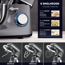 Keukenmachine - Mixer Robot - Bakken en Koken - Krachtige 2000W Motor - 6.2 Liter Kom - Antraciet — thumbnail 2