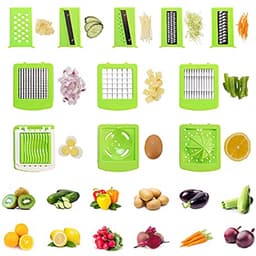Multifunctionele Keukenmachine - Groentesnijder Mandoline - Maaltijd Voorbereiding - 19-in-1 Wisselbare Messen - 1.3 Liter Capaciteit - Groen Wit — thumbnail 5
