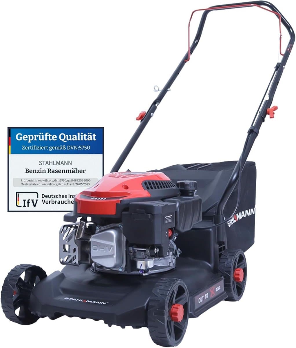 Grasmaaier met Aandrijving - Loopmaaier Gazon - Gazon Onderhoud - Krachtige 4pk Motor - 39 cm Maaibreedte - Zwart — afbeelding 1