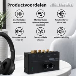 Platenvoorversterker – Phono Voorversterker met RIAA Correctie – Volume- & Level-Control – RCA & 3,5mm Uitgang – Geschikt voor Platenspelers – Naar Speakers of Hoofdtelefoon — thumbnail 5