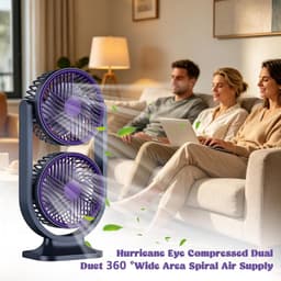 Dubbele Bureau Ventilator - USB Tafelventilator met Twee Koppen - Compact en Stil - voor Warme Dagen - Geschikt voor Kantoor, Slaapkamer, Auto en Reizen - zwart — thumbnail 4