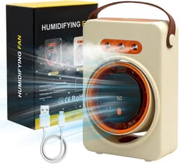 Namajunas - Ventilatoren - Tafelventilator - Stille ventilator met waterkoeling - Mini mobiele airco draagbaar - Luchtkoeler met water - aircooler - Oplaadbare ventilator met 5 snelheden en timer - Mistfunctie - Geurverspreider - Wit — thumbnail 1