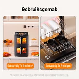 OKYUK Airfryer / Heteluchtfriteuse - Dubbele Compartimenten 5L+5L (10L Totaal) - Met Kijkvenster - 2600W - 80-200°C — thumbnail 5