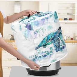 Apparaat Beschermhoes - Keukenmachine Cover - Apparaten Schoon Houden - Met Voorvak - Universele Maten - Zeeschildpad Blauw — thumbnail 2