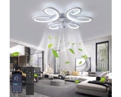 MUPOO Modern Plafondventilator met verlichting metApp & Afstandsbediening-Bloem - Dimbaar & 6 Snelheden- Winterstand & Stil -65cm Ventilator lamp Voor Woonkamer & Slaapkamer