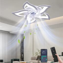 DIMICO - Plafond Ventilator met Verlichting - Plafondventilator Afstandsbediening - Wit - Slaapkamer- 220V - LED - 6 Snelheden — thumbnail 2
