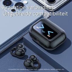 M100 - Open Ear Oortjes - Oortjes Draadloos - Sport Oordopjes - AI vertaalfunctie - 5.4 Bluetooth - Clip On - Hardlopen - 48 uur - Spatwaterdicht - XP67 - Oorclips - Zwart — thumbnail 3