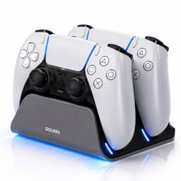 Sounix Oplaadstation geschikt voor PS5 / PS5 Slim / PS5 PRO / DualSense Controller - PS5 accessoires - Dual Oplader - Charging Dock- Grijs — thumbnail 1