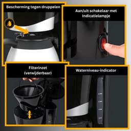 Florixa® Koffiezetapparaat met Thermoskan - Koffiezetapparaat voor 10 Kopjes - Anti Drup - 1L - RVS- Zilver- 21cm x 19cm x 34cm; 1.84 kg — thumbnail 2