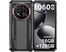 Rugged Smartphone - OUKITEL G6 - 2026 nieuw telefoon - 16GB RAM - 128GB ROM - 6,52 inch - 10600 mAh - Android 16 - IP68/IP69K Outdoor telefoon - NFC GPS - Zwart
