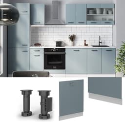 Vaatwasserfrontpaneel - Keukenfront - Keuken Integratie - R-Line Stijl - 60 cm breed - Blauw-grijs — thumbnail 3