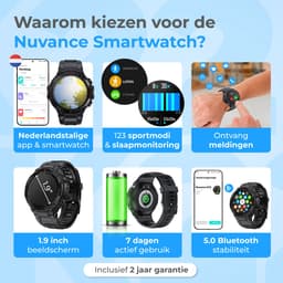 Nuvance Outdoor Smartwatch - 45 mm - IP67 Waterdicht - Bluetooth Smartwatch voor Dames en Heren - Smartwatches - Sporthorloge — thumbnail 2
