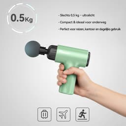 Funlife M2 Mini Massage Gun Mintgroen - Compact Massagepistool 0,5 kg - Fluisterstil <45 dB - 6 Intensiteitsstanden - 4 Massagekoppen - Draadloos — thumbnail 2