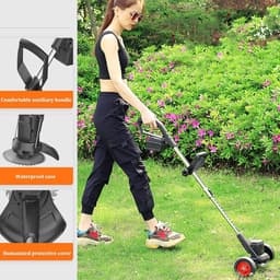 Snoerloze batterij grastrimmer Elektrische onkruideter, 21V draadloze grasmaaier Elektrische grasmaaier, voor het maaien van struiken Gazontuin Snoeien van onkruid Bloembomen — thumbnail 3