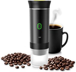 Draagbaar Koffiezetapparaat - Draadloos voor in de Auto - Espresso - Capsule Koffie - Gemalen Koffie - Cups - Oplaadbaar - Draagbare Koffiemachine - Zwart — thumbnail 1