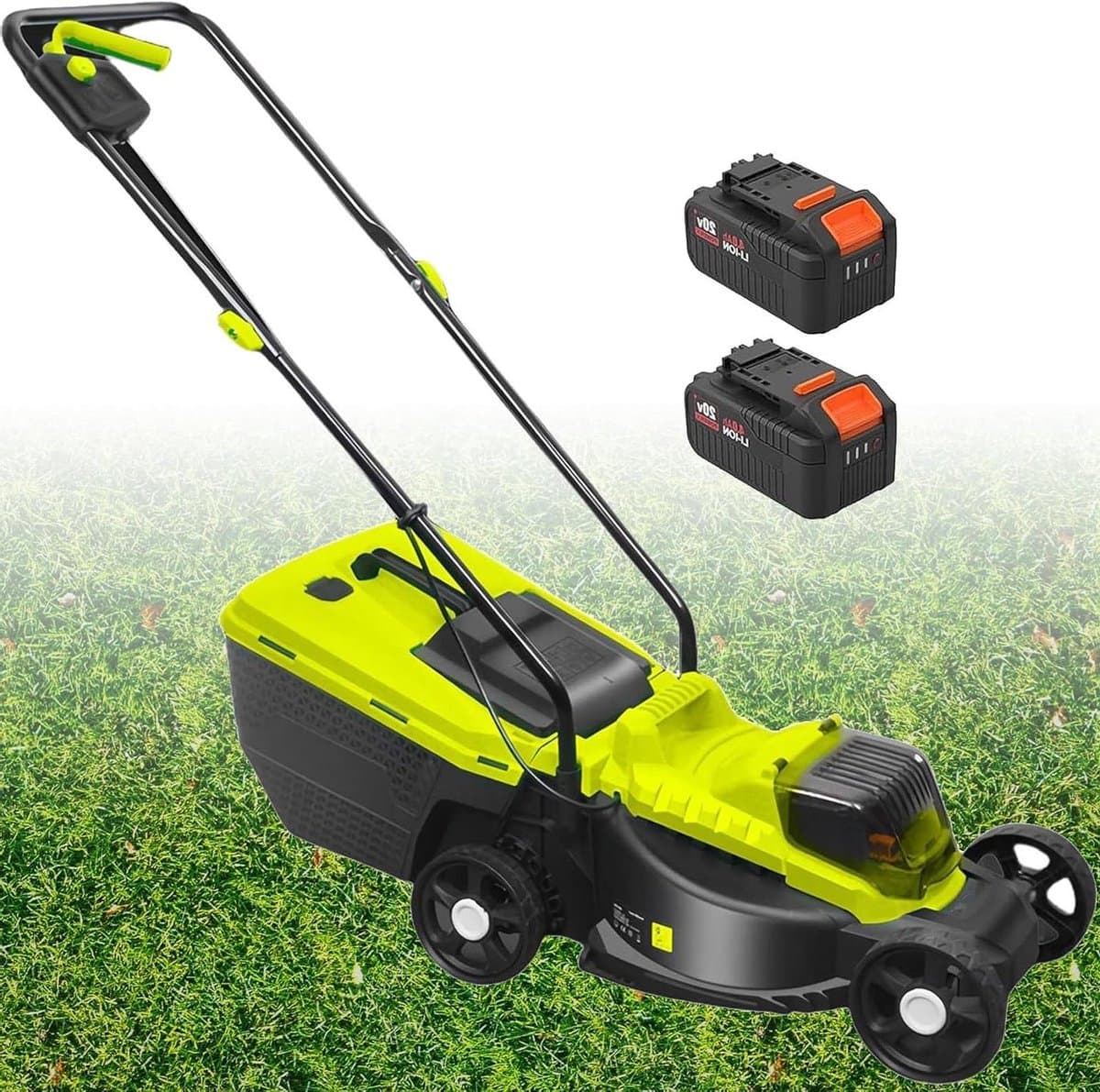 Accu grasmaaier - Elektrische maaier Grasmaaier - Gazon onderhouden - Borstelloze motor - 33 cm maaibreedte - Zwart — afbeelding 1