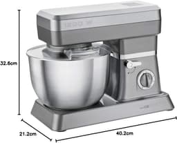 Clatronic KM 3630 Food Processors, 8 Speeds (0/1/2/3/4/5/6 + Pulse) - 6.3 Litre Stainless Steel Bowl, 1200 Watt, Titanium — thumbnail 2
