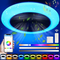DIMICO - Ventilator - Plafondventilator + Verlichting 50W – RGB LED Plafondlamp met Bluetooth Speaker, Afstandsbediening – Ø50 cm — thumbnail 3