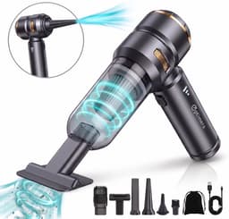 OPTIMERA® 2-in-1 Auto Stofzuiger PRO - Zuigen & Blazen - Kruimeldief - 7 Opzetstukken - Oplaadbaar - Handstofzuiger - Air Duster - Zwart — thumbnail 1