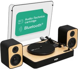 House of Marley Revolution Bluetooth Platenspeler met Passieve Boekenplank Speakers - LP Speler - Auto-stop - Ingebouwde Stofkap - Audio Technica Element - Vinyl - Gemaakt van Duurzame Materialen — thumbnail 1